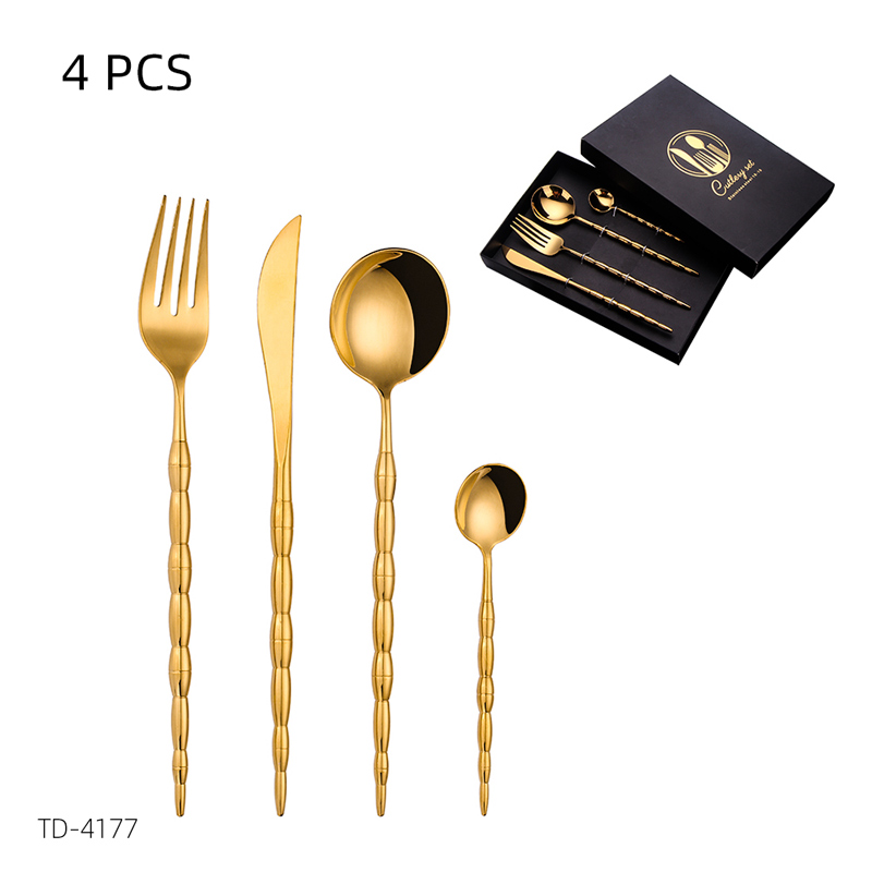 عالية المستوى 18\/8 مرآة هدية مربع البولندية الفولاذ المقاوم للصدأ أطباق ذهبية pvd طلاء عشاء الذهب والسكاكين مجموعة هدية